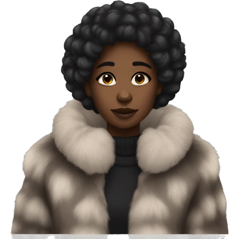 Black girl in fur coat aesthetic  emoji