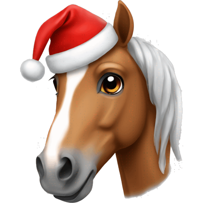 Horse with Christmas hat  emoji