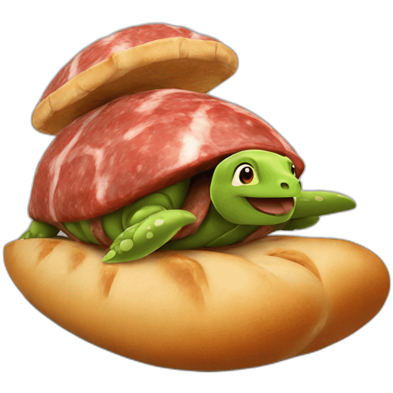 Saucisse sur une tortue emoji