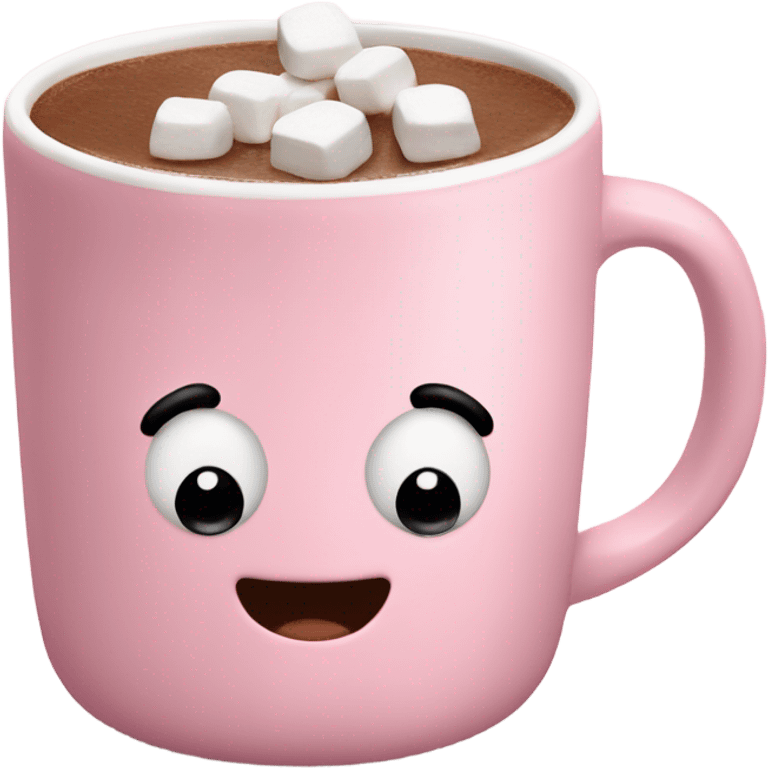 Light Pink mug of hot chocolate with marshmallows  emoji