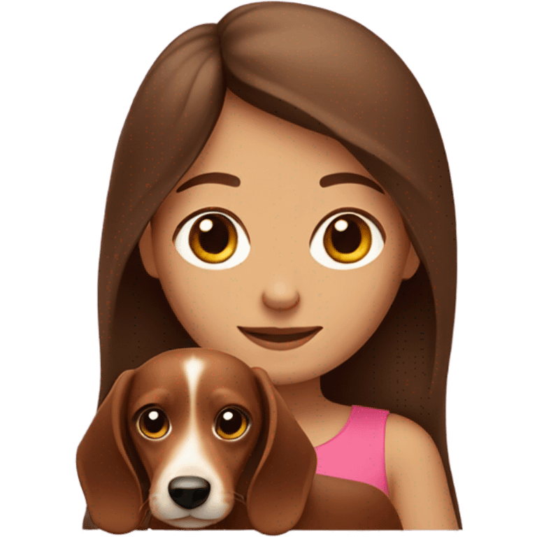 Brown hair girl with daschund  emoji