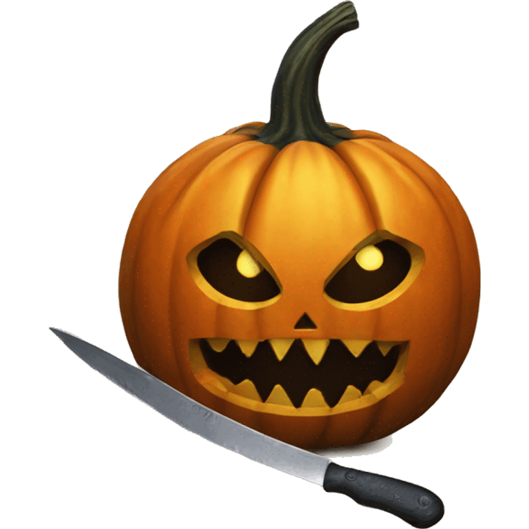 Scary pumpkin with knife emoji