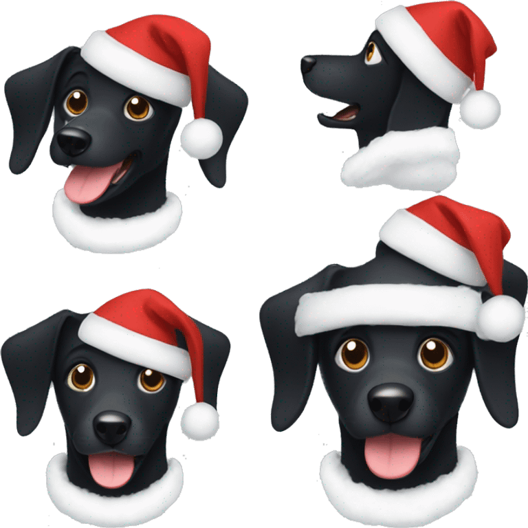 Black dog With cristmas hat  emoji