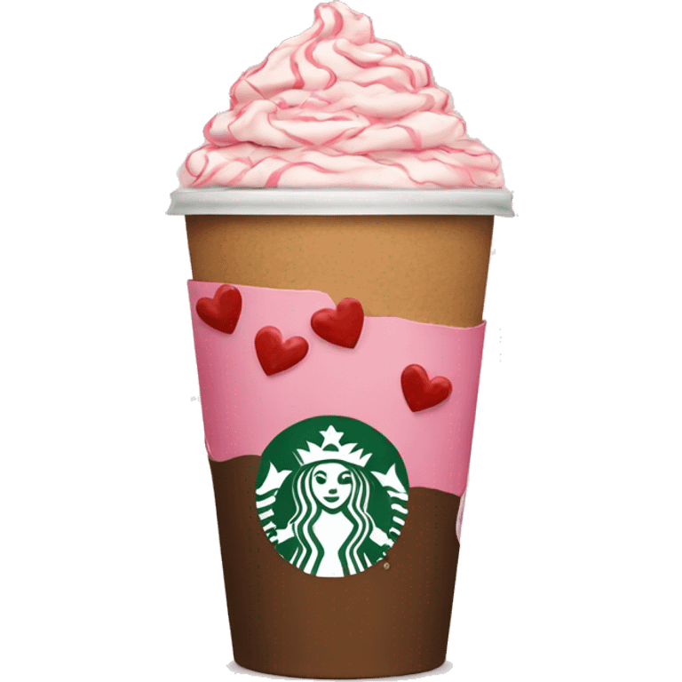 starbucks coffee with hearts emoji