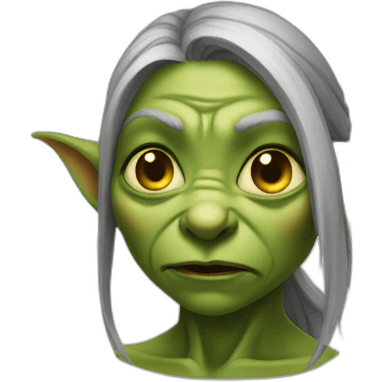 female goblin wrinkles evil emoji