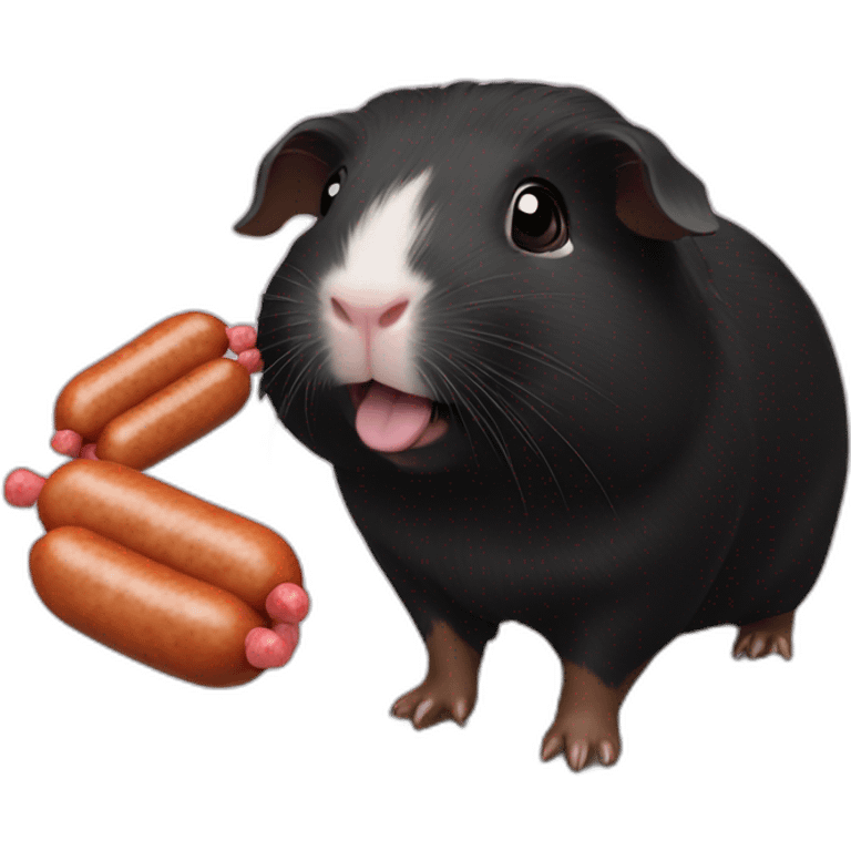 black guinea pig eating sausages emoji