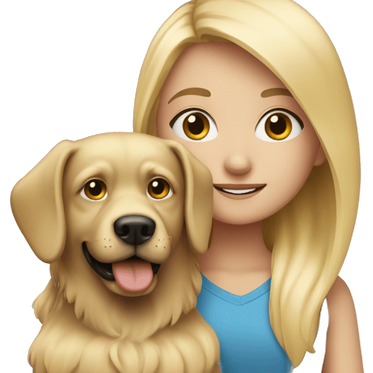 Blonde girl with a dog emoji