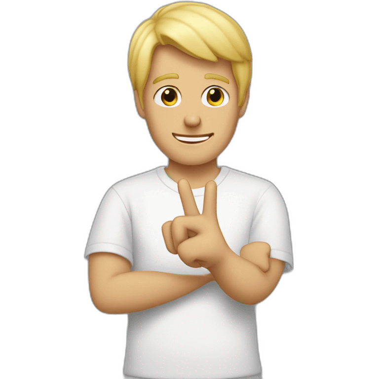 the guy with the blond hair doing peace sign. emoji