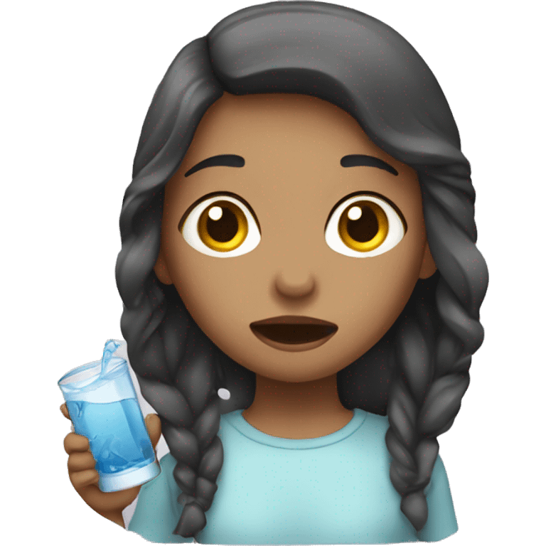 girl with water in mouth emoji