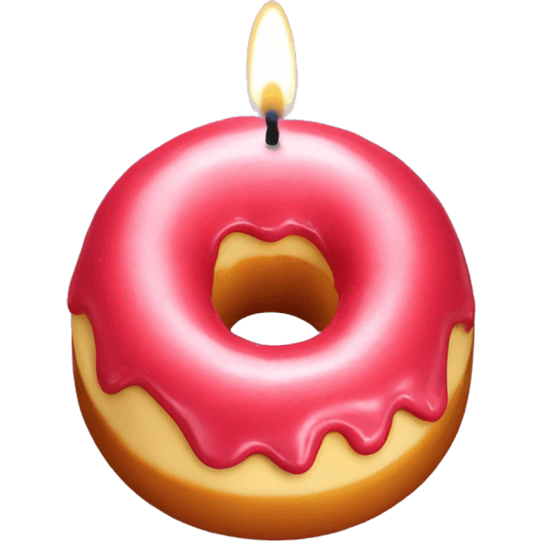 strawberry glazed donut candle emoji