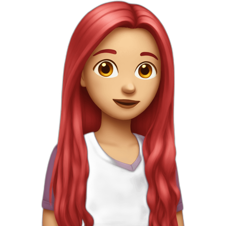 girl-long-straight-rosered-hair-holding-heart emoji