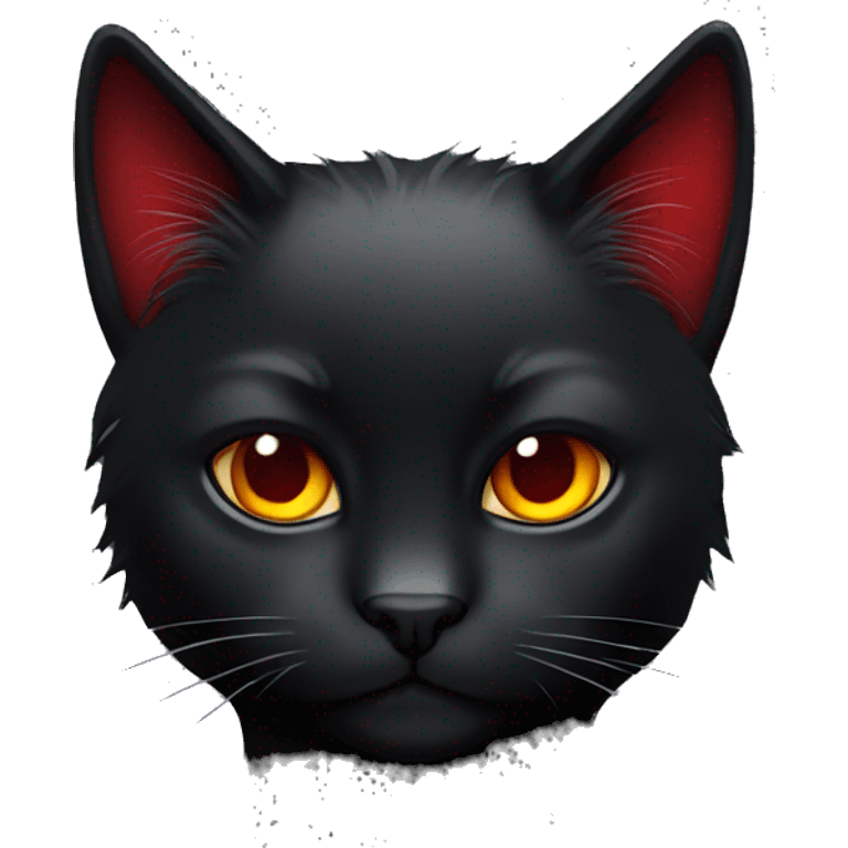 Edgy Cool Beautiful Black Cat with Pretty Emo Hair-bangs with Red Streaks emoji