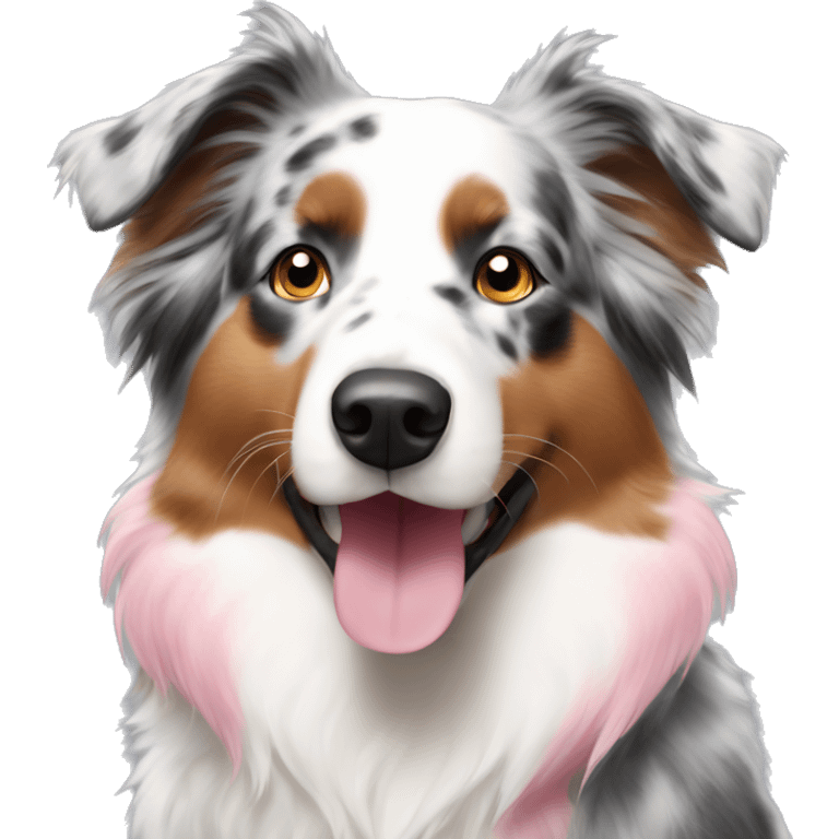 Australian shepherd with white and pink fur emoji