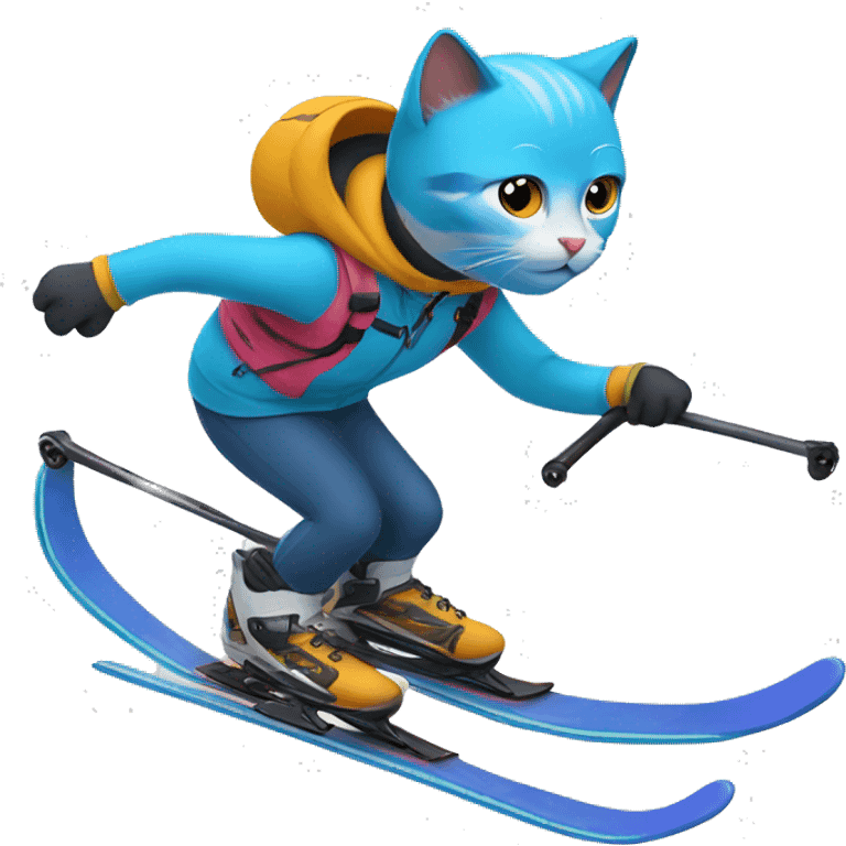 Cat skate skiing emoji