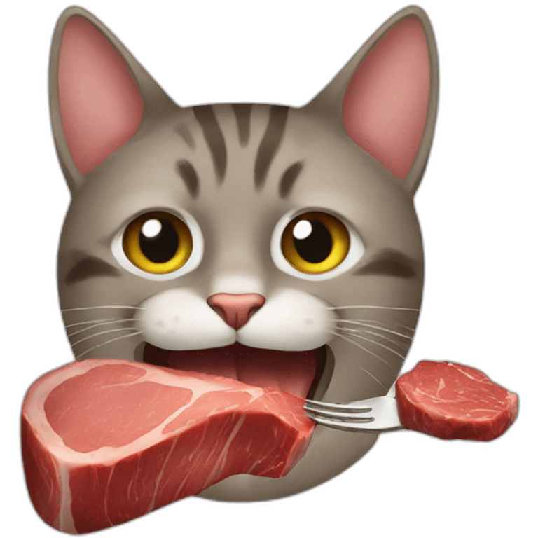 cat eating steak emoji