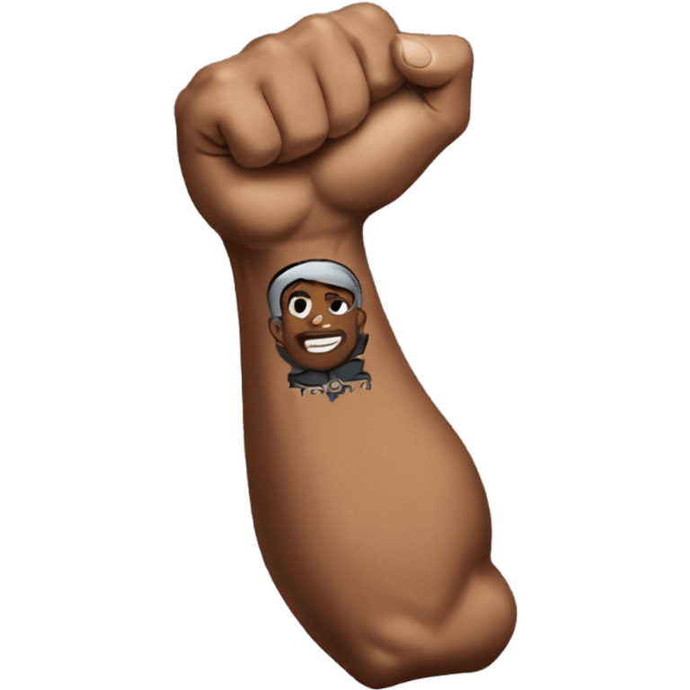 Flexing brown arm with tattoo sleeve emoji