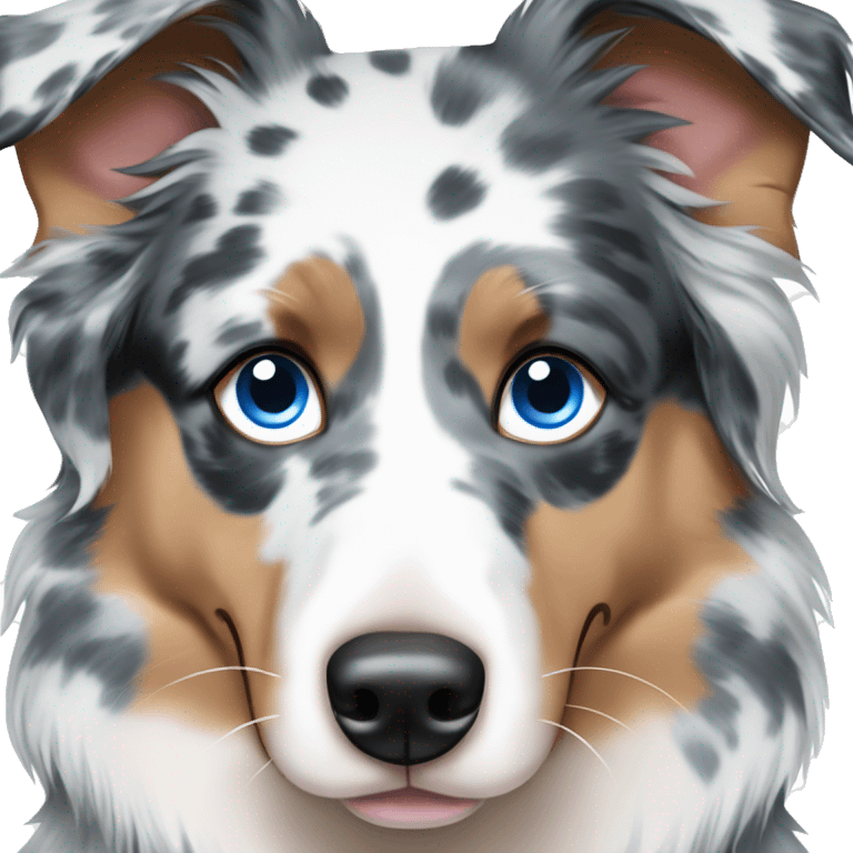 Blue Merle Australian Shepherd with Blue Eyes emoji