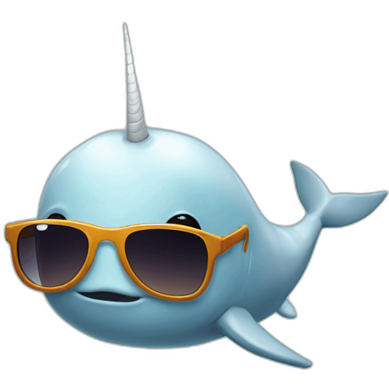 cool narwhal in cool sunglasses emoji