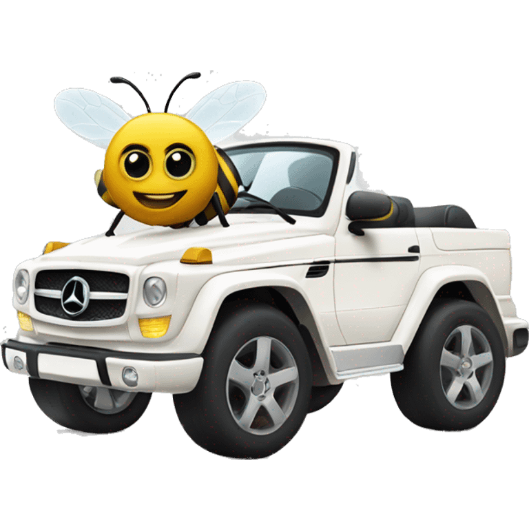 Bee driving a white Mercedes  emoji