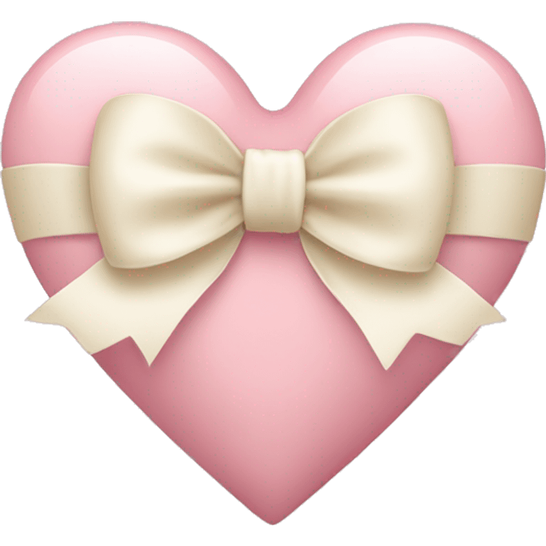 light pink heart with cream bow emoji