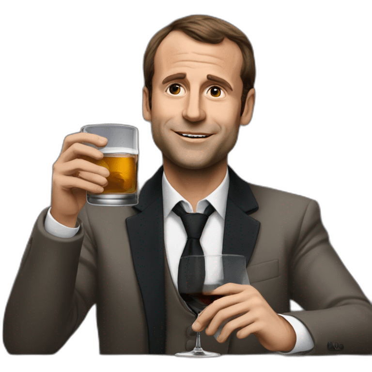 Macron drinking whiskies  emoji