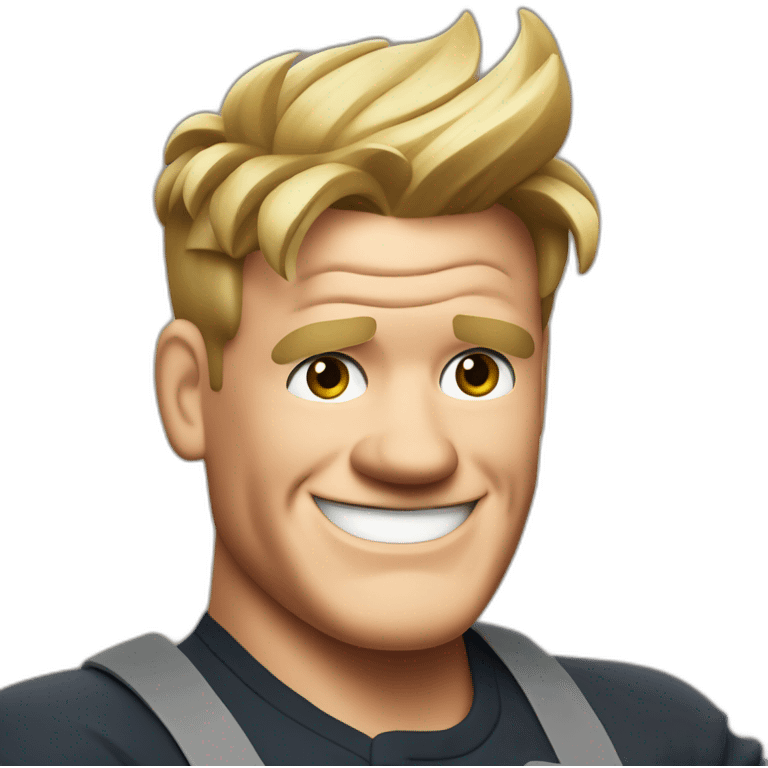 gordon ramsay with arms crossed, but still smiling emoji