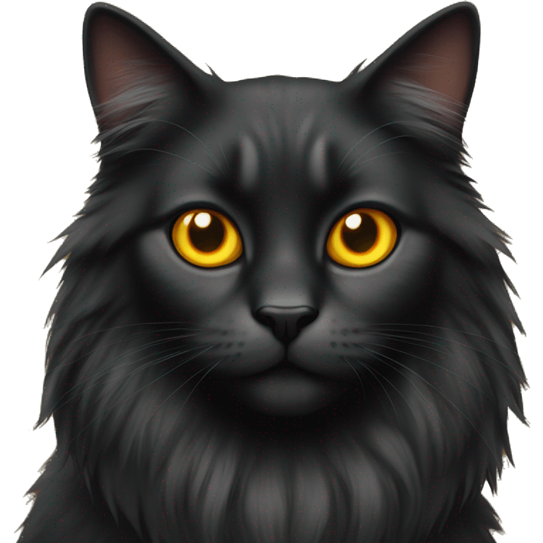 Long haired Half black half orange cat with yellow eyes  emoji