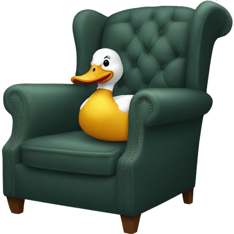 Laughing duck sat in arm chair emoji