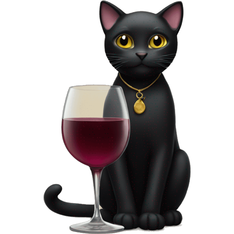 Black cat holding wine glass emoji