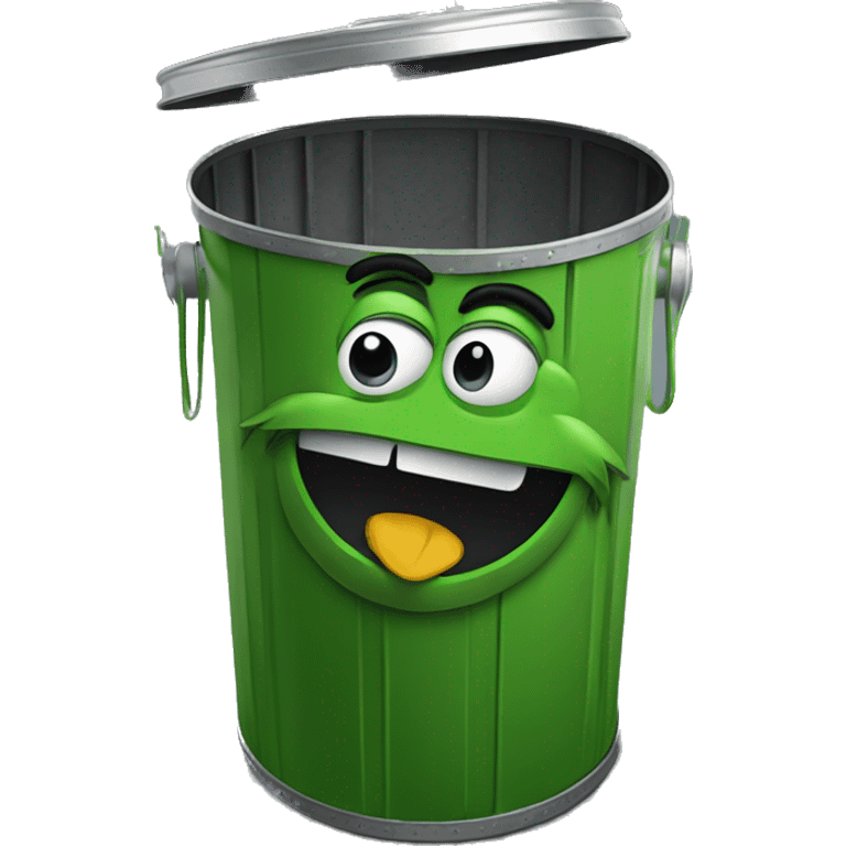 oscar the grouch inside metal trash can emoji