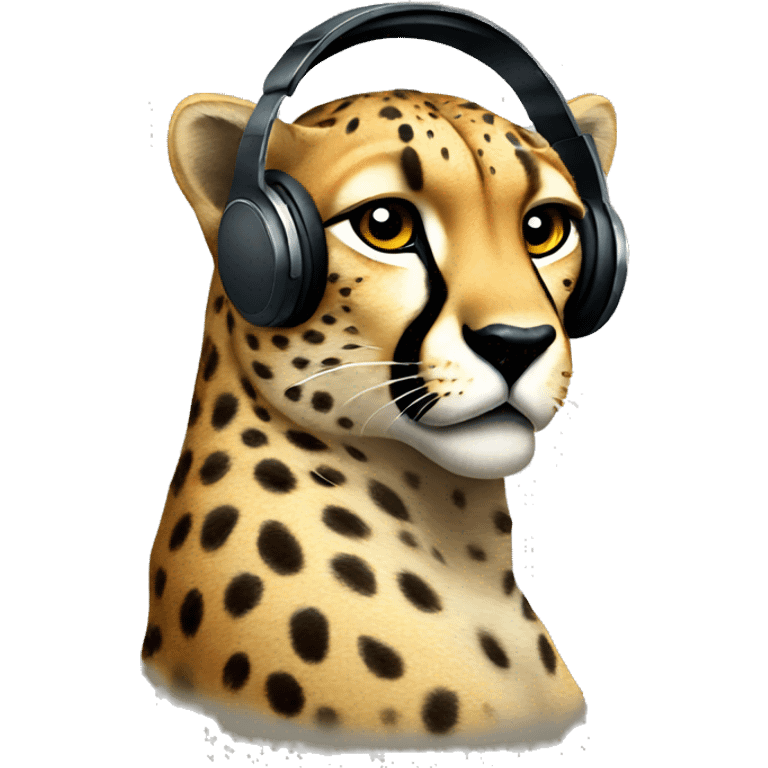 cheetah wearing headphones emoji