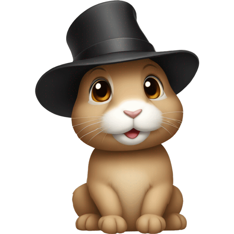 Rabbit wearing a black hat  emoji