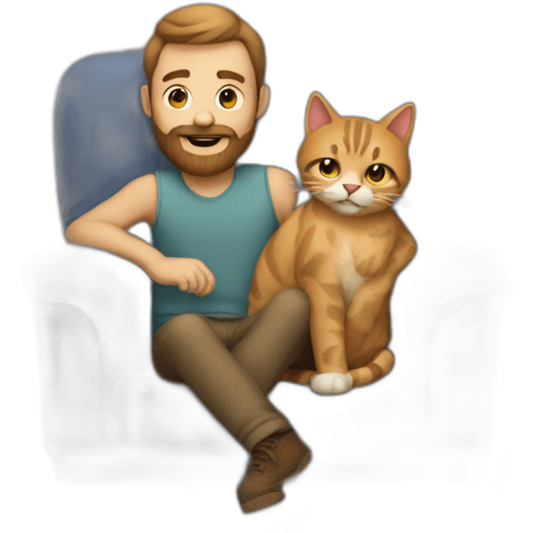 man with beard with cat on lap emoji