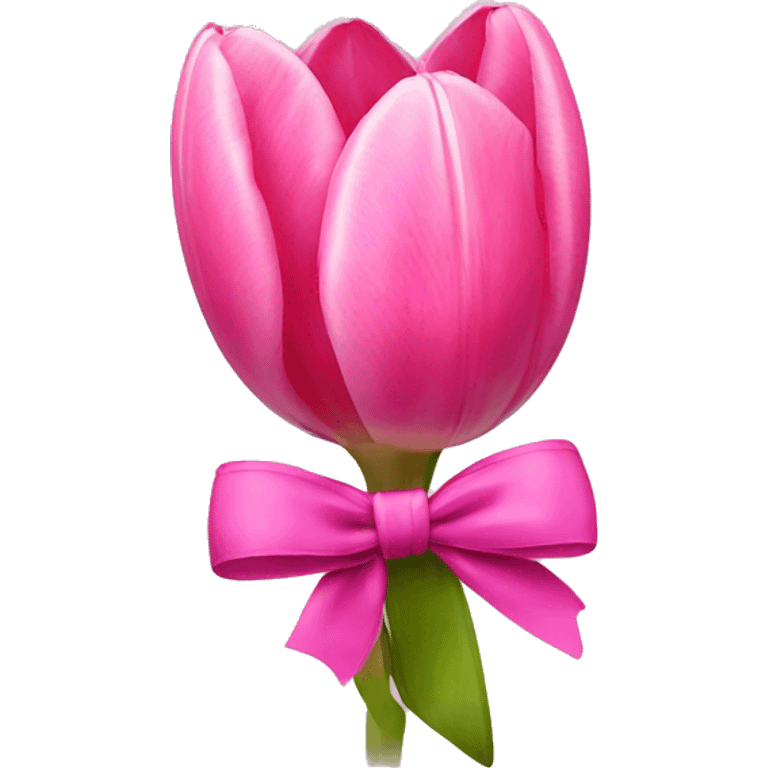 Pink tulips with a bow emoji