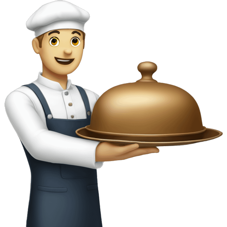 waiter hands with tray and cloche emoji