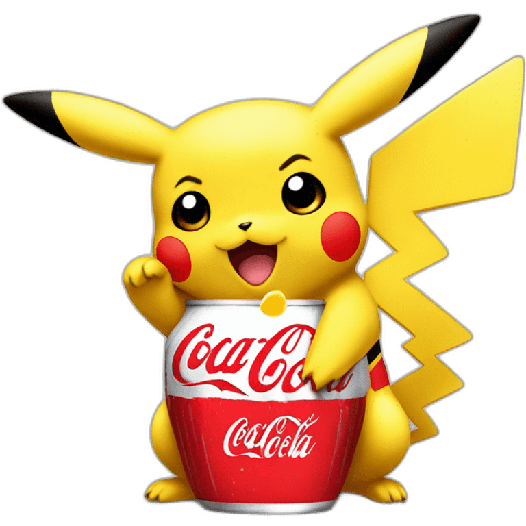 Pikachu boit un coca cola emoji