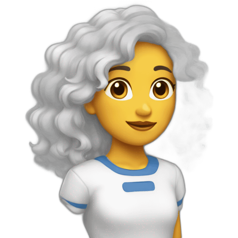 Chica blanca pelo blanco onduladi emoji