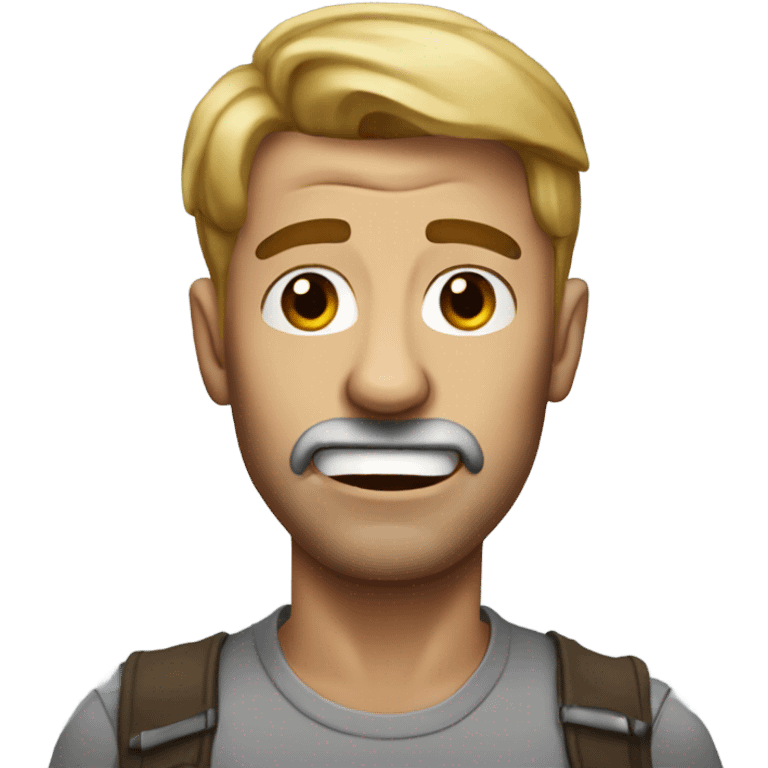 Man with exaggerated jaw dropped emoji