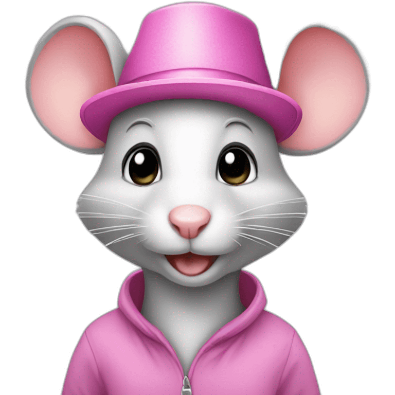 mouse, pink hat emoji