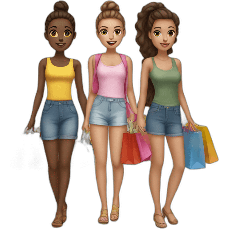 5 girls en shopping emoji