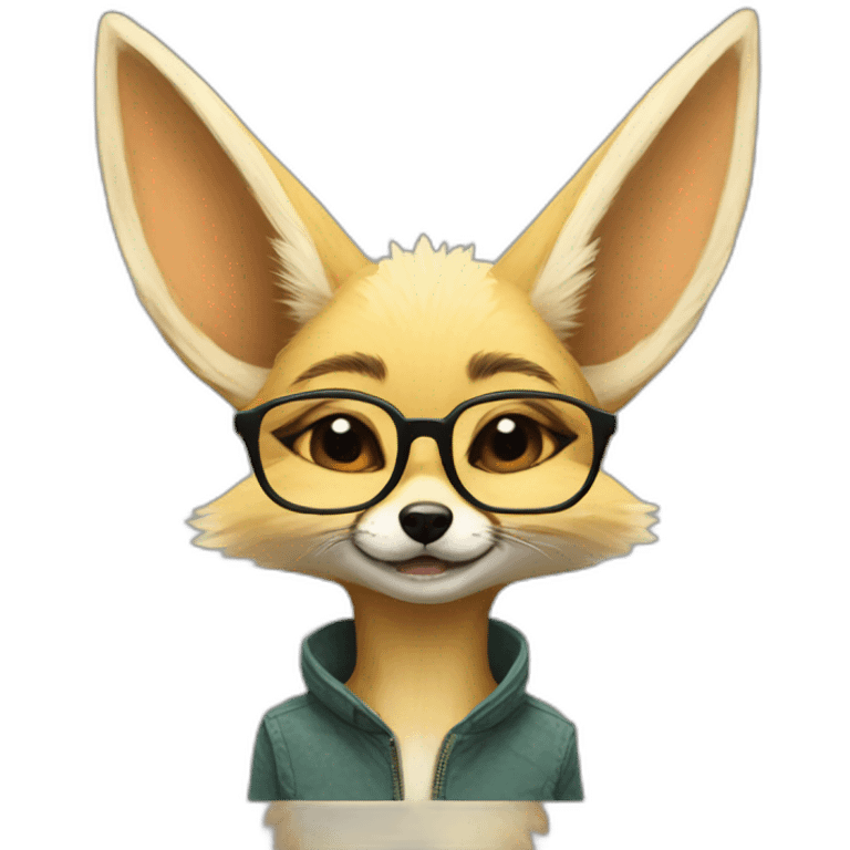 anthro fennec with glasses and mohawk haircut emoji