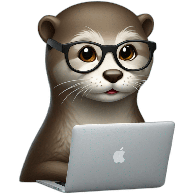 female vet otter with glasses use a macbook emoji