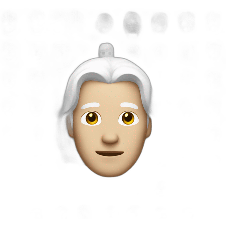 white haired man with half white mask emoji