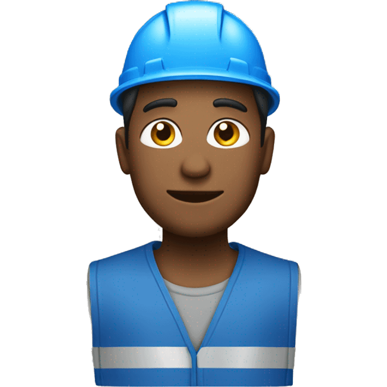 construction worker with hat and blue work wear emoji