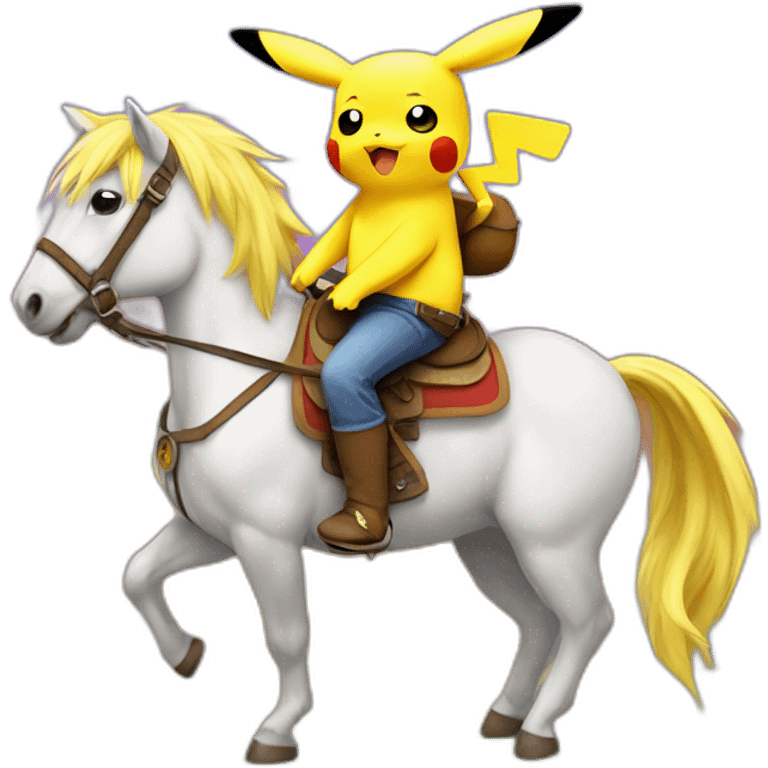 Pikachu riding a pony emoji