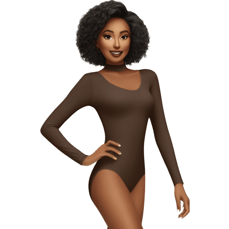 brown long sleeve shapewear bodysuit emoji