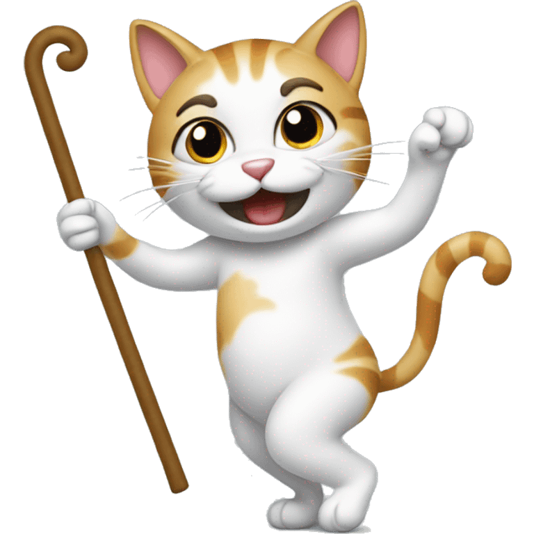 Cat dancing with a cane emoji