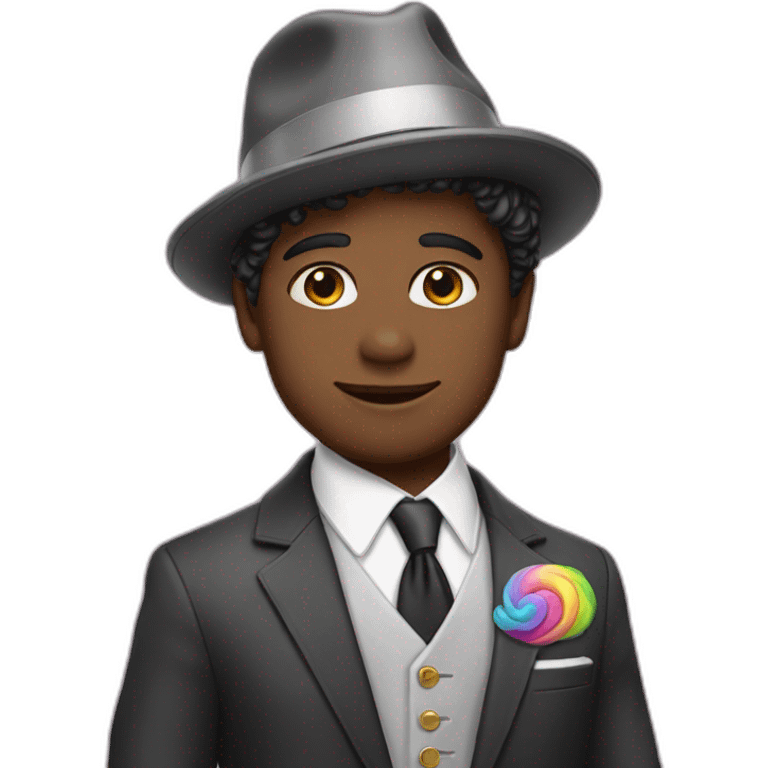 Posh-boy-with-suit-and-rainbow-unicorn-hat emoji