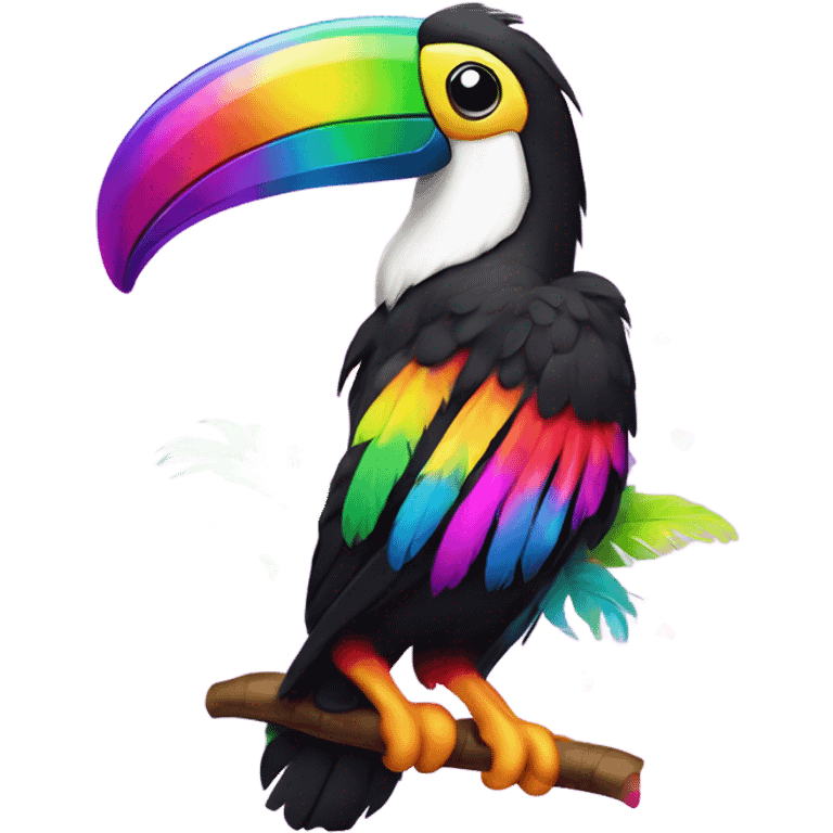 Lisa frank toucan with rainbow feathers emoji