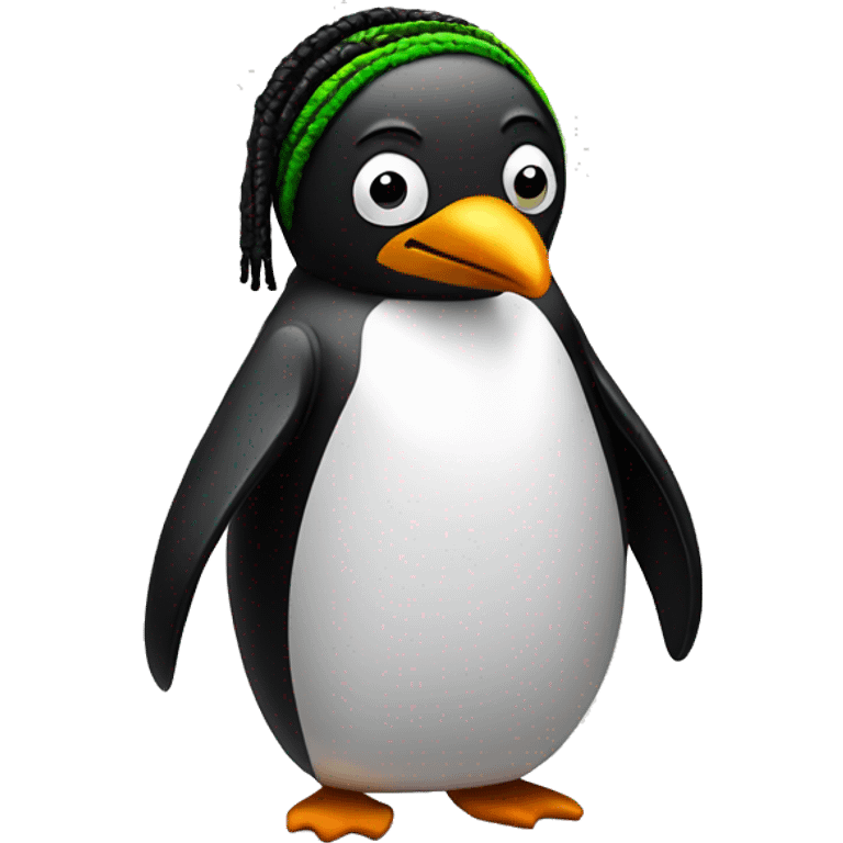 Penguin with dreads and Rasta emoji